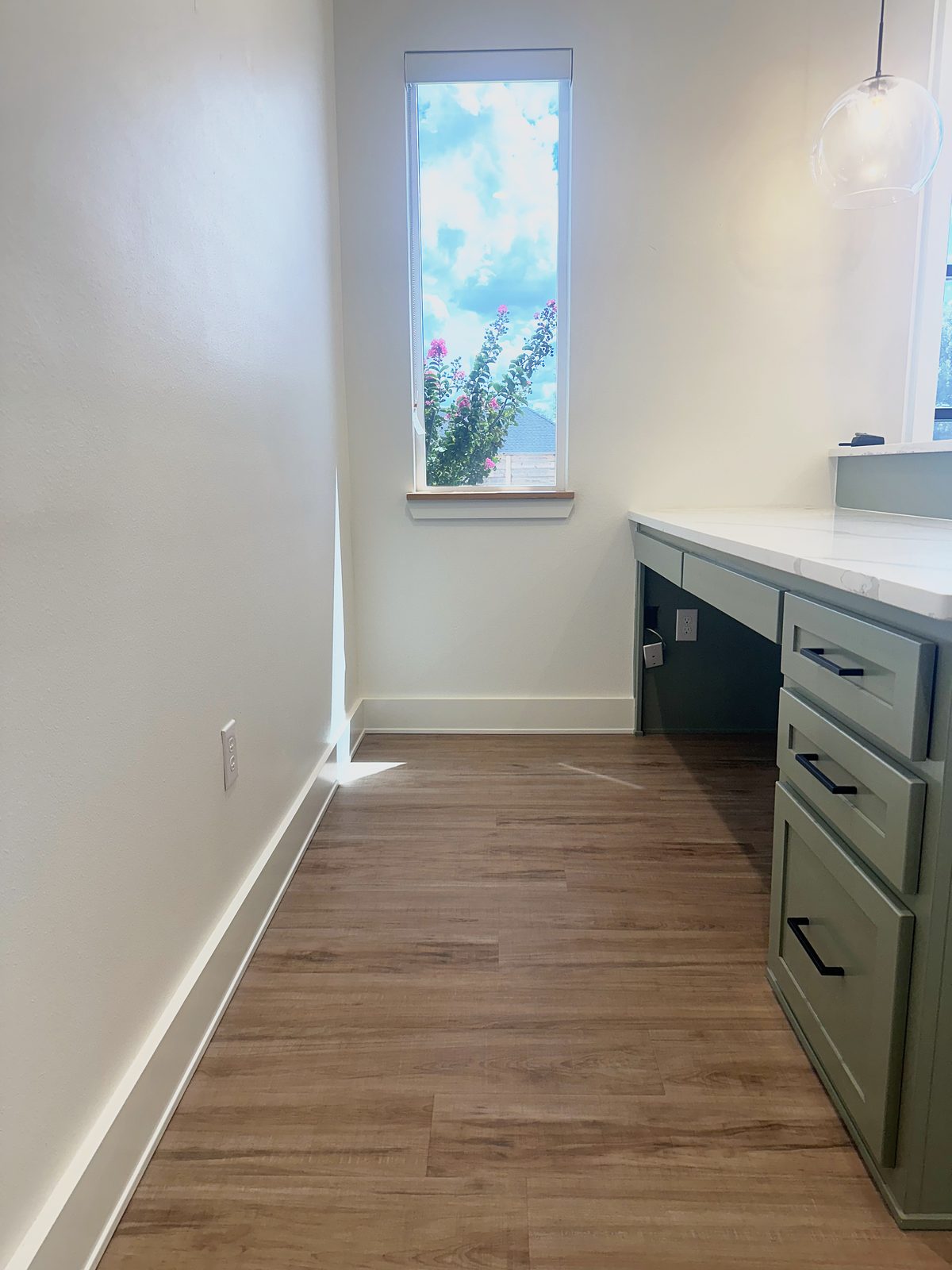 Client work area with vanity and window — commercial cleaning in Lubbock, TX